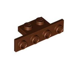 LEGO Rödaktig Brun Fäste 1 x 2 - 1 x 4 med fyrkantiga hörn (2436)