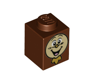 LEGO Reddish Brown Brick 1 x 1 with Cogsworth Face (3005 / 61074)