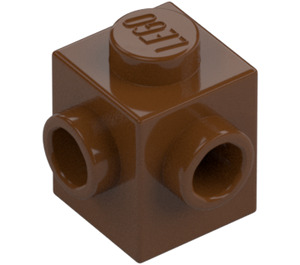 LEGO Reddish Brown Brick 1 x 1 with Two Studs on Adjacent Sides (26604)