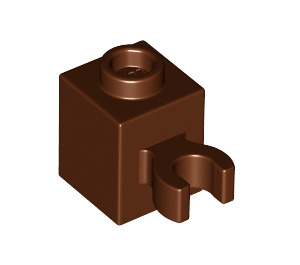 LEGO Rötlich-braun Backstein 1 x 1 mit Vertikale Clip (O-Clip öffnen, Hohlbolzen) (60475 / 65460)