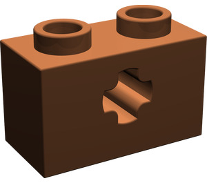LEGO Reddish Brown Brick 1 x 2 with Axle Hole ('+' Opening and Bottom Tube) (31493 / 32064)