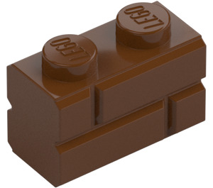 LEGO Rødbrun Kloss 1 x 2 med Embossed Bricks (98283)