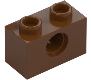 LEGO Rödaktig Brun Kloss 1 x 2 med Hål (3700)