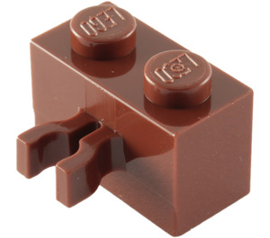 LEGO Rødbrun Kloss 1 x 2 med Vertikal Klips (Gap i klips) (30237)