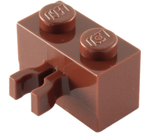 LEGO Rötlich-braun Backstein 1 x 2 mit Vertikale Clip (Lücke im Clip) (30237)