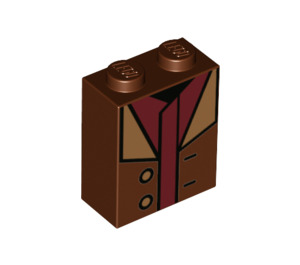 LEGO Reddish Brown Brick 1 x 2 x 2 with Brown and red top with Inside Stud Holder (3245 / 78559)