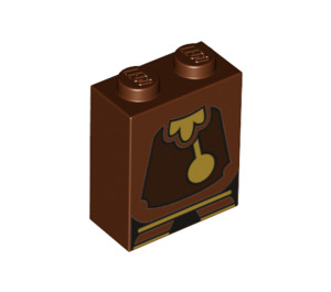 LEGO Brun rougeâtre Brique 1 x 2 x 2 avec Cogsworth Clock avec porte-goujon intérieur (3245 / 38619)
