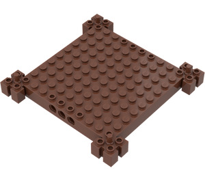 LEGO Punaruskea Palikka 12 x 12 x 1 jossa Grooved Kulma Supports (30645)