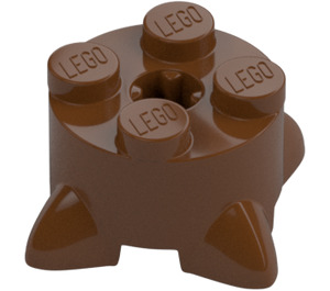 LEGO Reddish Brown Brick 2 x 2 Round with Roots / Feet and Axle Hole (5256)