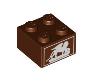LEGO Reddish Brown Brick 2 x 2 with Animal (3003 / 25660)