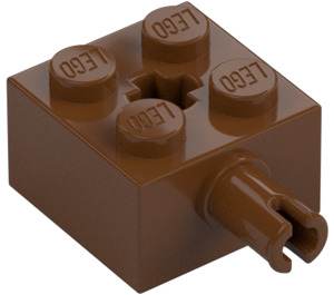 LEGO Rödaktig Brun Kloss 2 x 2 med Stift och axelhål (6232 / 42929)