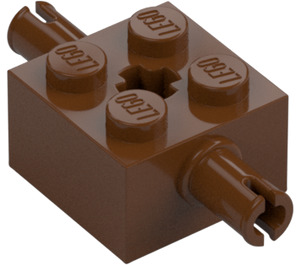 LEGO Červenohnědá Kostka 2 x 2 s Špendlíky a Axlehole (30000 / 65514)