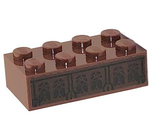 LEGO Brun rougeâtre Brique 2 x 4 avec Carvings Autocollant (3001)