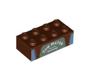 LEGO Rötlich-braun Backstein 2 x 4 mit "TOW MATER" (3001 / 94857)