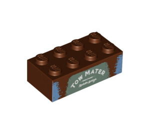 LEGO Marrone rossastro Mattoncino 2 x 4 con "TOW MATER" (3001 / 94857)