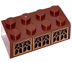 LEGO Brun rougeâtre Brique 2 x 4 avec Wood ornaments Autocollant (3001)