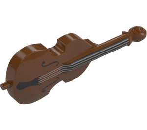 LEGO Reddish Brown Cello with Silver Strings and Black F-holes (80444 / 101792)