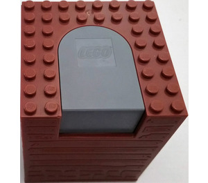 LEGO Reddish Brown Container Box 8 x 8 x 8 with Dark Stone Switching Mechanism
