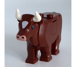 LEGO Reddish Brown Cow with White Patch on Head and Horns