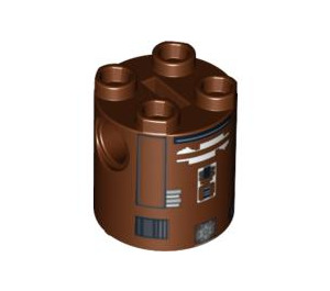 LEGO Brun rougeâtre Cylindre 2 x 2 x 2 Robot Corps avec Noir, blanc, et grise Astromech Droid Modèle (Indéterminé) (90667)