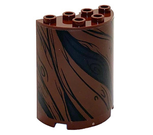 LEGO Reddish Brown Cylinder 2 x 4 x 4 Half with Bark of Whomping Willow Sticker (6218)