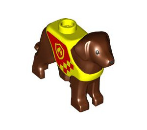 LEGO Reddish Brown Dog with Yellow and Red Harness (105774)