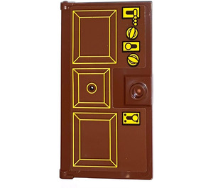 LEGO Reddish Brown Door 1 x 4 x 6 with Stud Handle with Frontdoor with faceted door fillings and many locks Sticker (35290)