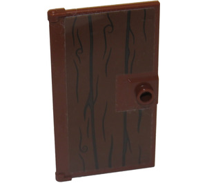 LEGO Reddish Brown Door 1 x 4 x 6 with Stud Handle with Wood Grain Sticker (35290)