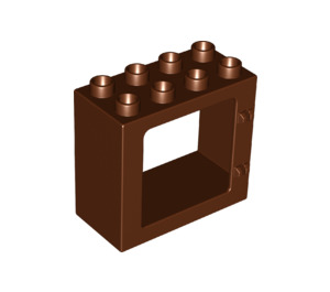 LEGO Rötlich-braun Duplo Tür Rahmen 2 x 4 x 3 mit flachem Rand (61649)