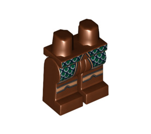 LEGO Reddish Brown Elf Legs with Dark Green and Silver Scales and Golden Stripes (15140 / 93469)