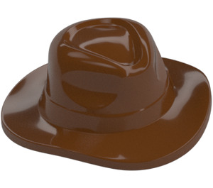 LEGO Rødbrun Fedora Hat med Dark Brun Band og Dark Brun Hår (1849 / 106160)