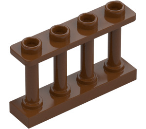 LEGO Červenohnědá Plot Spindled 1 x 4 x 2 se 4 horními hřeby (15332)