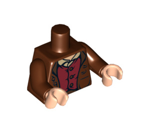 LEGO Rötliches Braun Frodo Baggins Torso mit Jacke over Dunkelrot Weste und Beige Hemd (76382 / 88585)