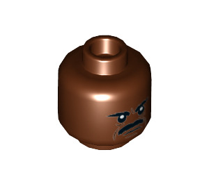 LEGO Reddish Brown Greef Karga with Black Moustache Minifigure Head (Recessed Solid Stud) (3626 / 68673)