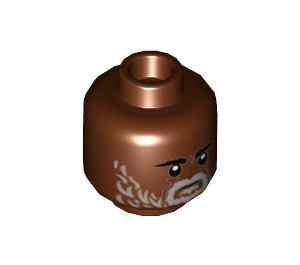 LEGO Rödaktig Brun Greef Karga med grå Skägg Minifigur Huvud (Infälld solid knopp) (3626 / 78721)