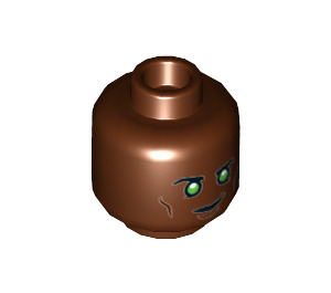 LEGO Reddish Brown Green Lantern (John Stewart) Minifigure Head (Recessed Solid Stud) (3626 / 34837)