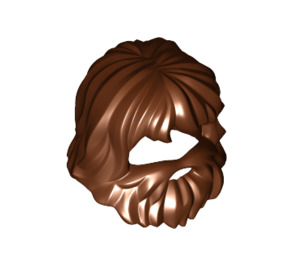 LEGO Rötlich-braun Haar mit Beard und Mouth Loch (86396 / 87999)