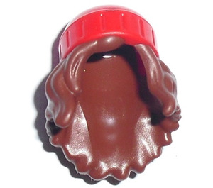 LEGO Rötlich-braun Haar mit rot Hut (106162)