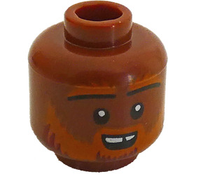 LEGO Reddish Brown Head Male Dwarf Barbarian (Safety Stud) (3274)