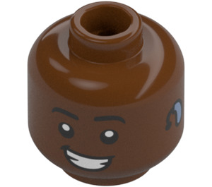 LEGO Roodachtig bruin Hoofd met Clenched-Tanden Smile en Hearing Aid (Verzonken solide nop) (3626 / 100320)