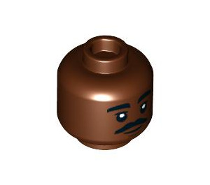 LEGO Reddish Brown Head with Moustache and Neutral Expression (Recessed Solid Stud) (3626 / 100318)