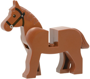 LEGO Reddish Brown Horse with Black Eyes and Black Bridle (75998)
