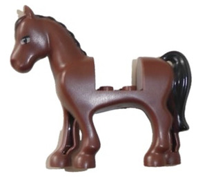 LEGO Reddish Brown Horse with White Front and Black Mane and Brown Eyes (93085)