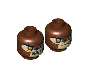 LEGO Reddish Brown Lavertus with Pearl Gold Armour Minifigure Head (Recessed Solid Stud) (3626 / 15778)