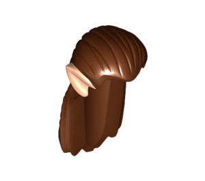 LEGO Rötlich-braun Lange Gerade Haar mit Light Flesh Ohren (11793 / 13329)