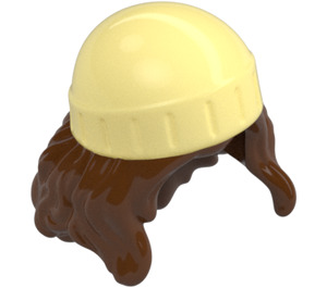 LEGO Reddish Brown Long Wavy Hair with Bright Light Yellow Beanie (80577 / 106162)