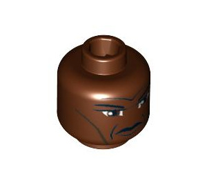 LEGO Reddish Brown Mace Windu, Clone Wars with Large Eyes Head (Safety Stud) (3626 / 85555)