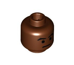 LEGO Reddish Brown Mace Windu Head (Safety Stud) (3626 / 57492)