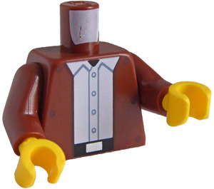 LEGO Rødbrun Minifig Torso med Jakke med Rivets og Tilbage Panel (973)