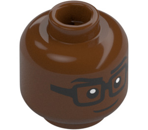 LEGO Rødbrun Minifigur Hode med Dekorasjon (Forsenket solid knott) (3274)